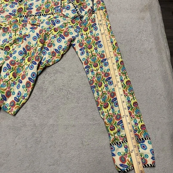 Natural Life Shirt Large Floral Colorful Whimsical Rayon Boho Beach - Picture 5 of 7